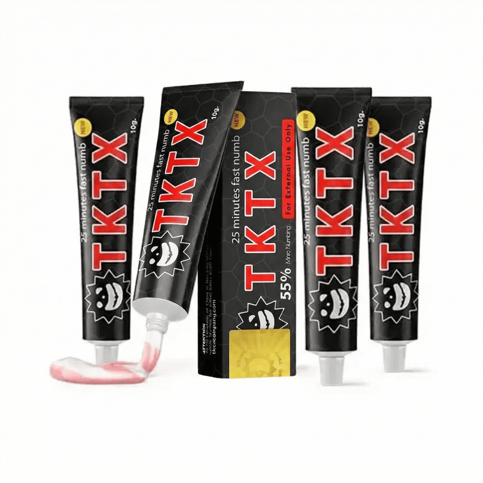 PACK 5 - TKTX BLACK 55% THE BEST ANESTHETIC CREAM for TATTOO | WAXING | PIERCING | MICROBLADING