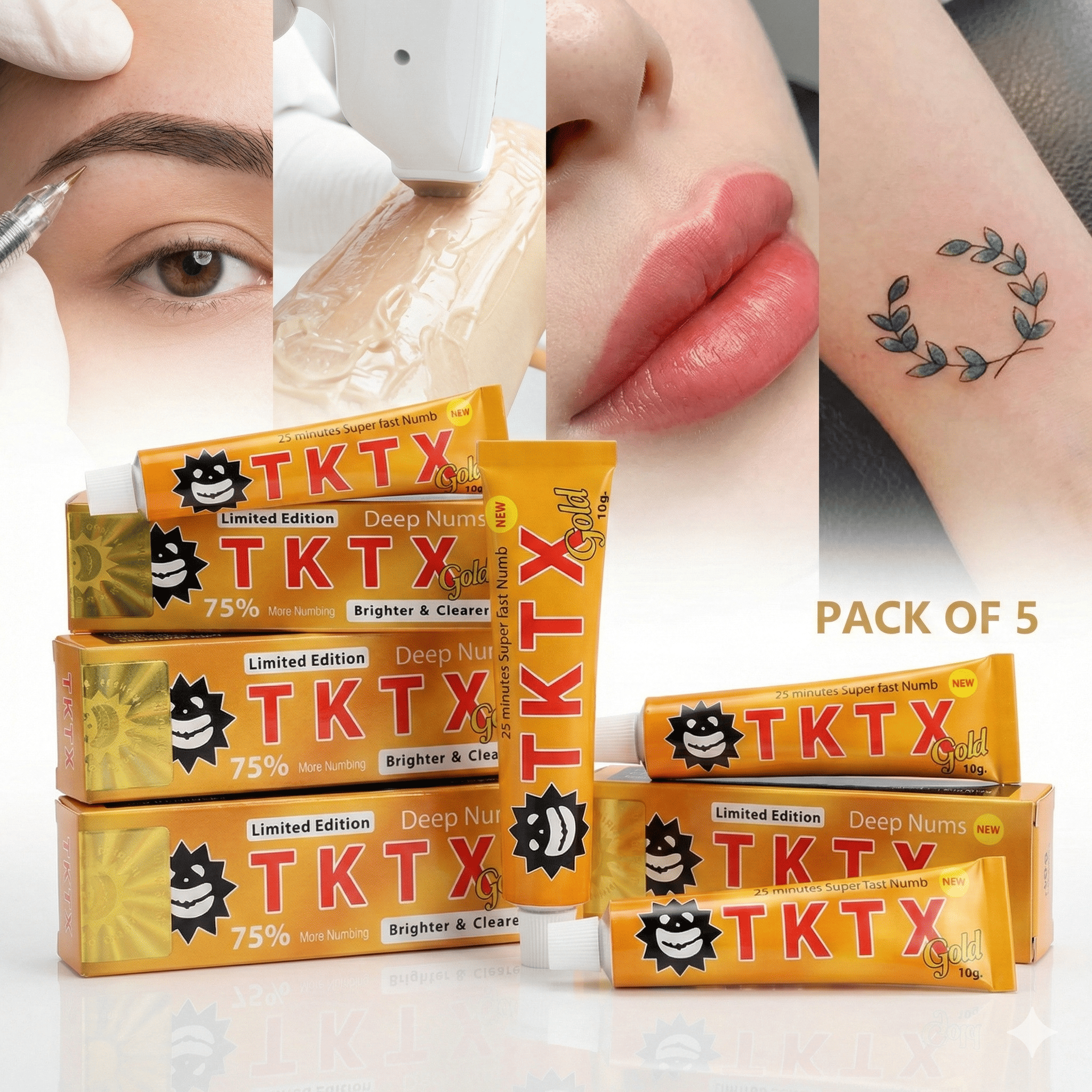 Pack 5 - TKTX GOLD 75% ANESTHETIC CREAM - The Best Cream Ever